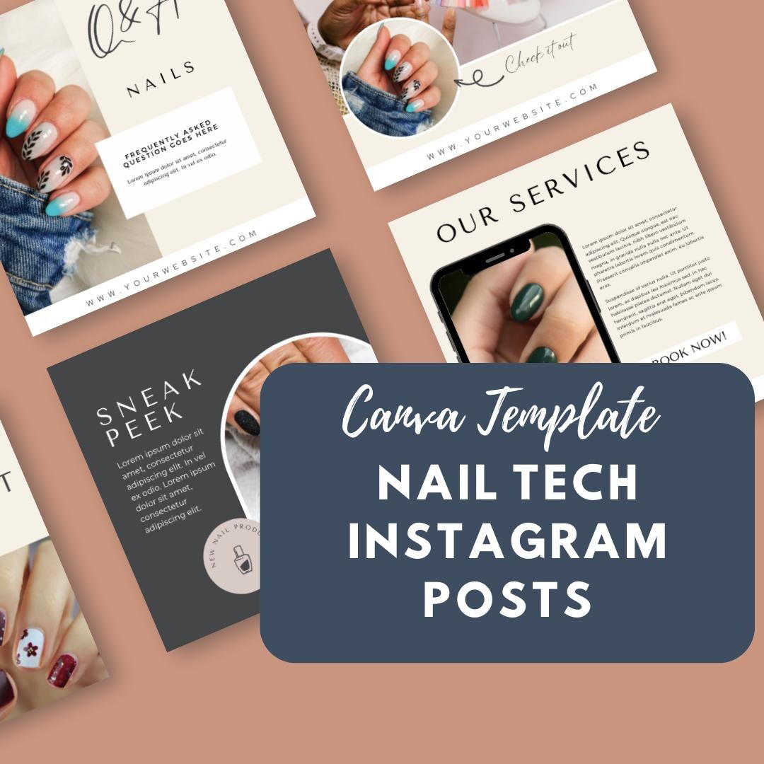 Nail Tech Social Media Canva Templates | Beauty Salon & Nail Artist ...