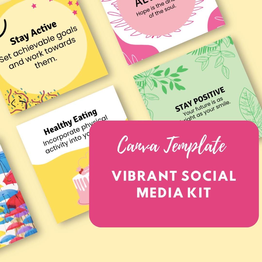 50 Vibrant Social Media Kit | Bold and Colorful Canva Templates ...