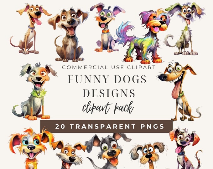 Funny Dogs Clipart Bundle: Watercolor PNG Images (digital Download) - Etsy