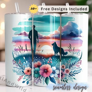 Best Friends Tumbler Wrap, Dog 20oz Skinny Tumbler Sublimation Design - Perfect Gift for Dog Lover