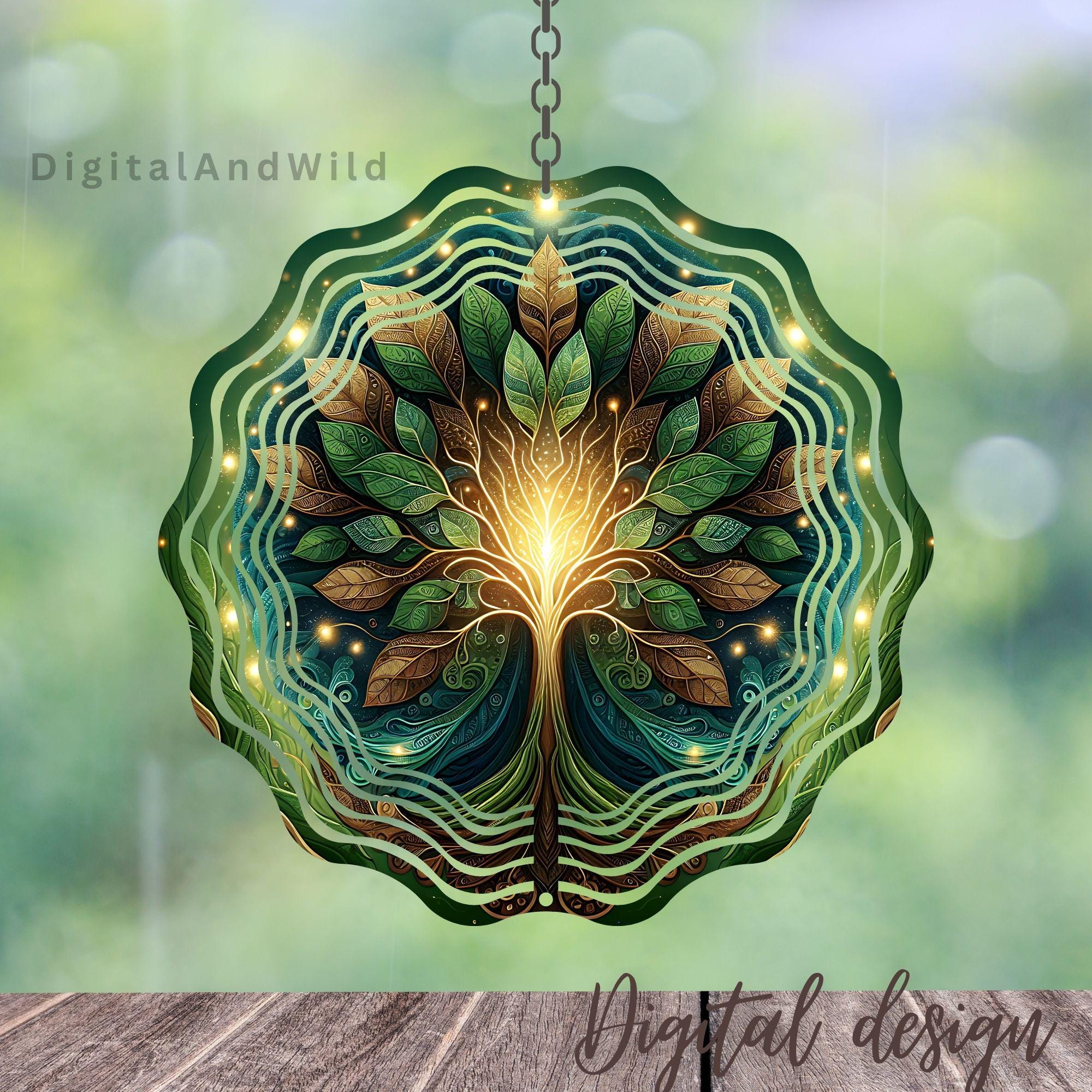 Tree of Life Wind Spinner PNG, Magic Glowing Tree Sublimation