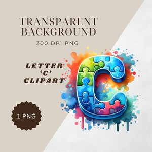 Letra C de rompecabezas, imagen digital, PNG de alta calidad, descarga digital instantánea, fondo transparente, sublimación, uso comercial