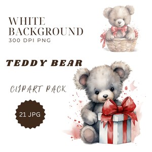 Imágenes digitales de osito de peluche bebé, paquete de imágenes prediseñadas, diseño de tarjetas de baby shower, imágenes prediseñadas para tarjetas de felicitación de temporada, tarjetas de Navidad imprimibles