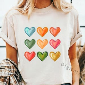 Watercolor Hearts Png Sublimation Design, Brush stroke trendy design, Digital Download, Clipart