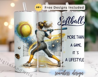 Softball Tumbler Wrap Design: Customizable Sports Quote (Digital Download)