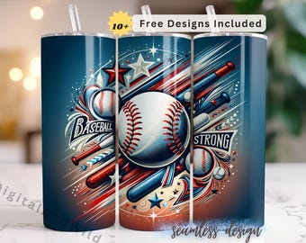 Baseball Tumbler Wrap: 20oz Skinny Tumbler Sublimation Design (Digital Download)