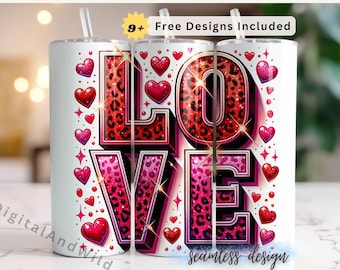 Valentine Tumbler Wrap: Love Design, 20oz Skinny Tumbler (Digital Download)