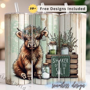 Highland Cow Tumbler Wrap - 20oz Skinny Tumbler Design - Humorous Cow Sublimation Template - Digital Download - Gift Idea