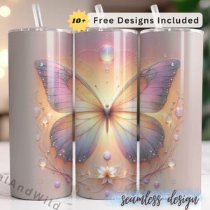 Butterfly Tumbler Wrap - 20oz Skinny Tumbler Design - Pastel colors Butterfly Sublimation Seamless Tumbler wrap - Digital Download PNG