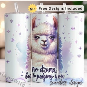 Funny Llama Tumbler Wrap - Cute Llama Design - 20oz Skinny Tumbler wrap - Sarcastic Llama Sublimation PNG, Digital Download PNG
