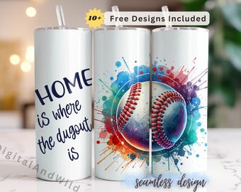 Baseball Tumbler Wrap: Tumbler sottile da 20 once con design a sublimazione (download digitale)