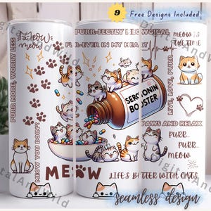 Embalagem para copo Serotonin Booster Cat: design fino de sublimação de 20 oz (download digital)
