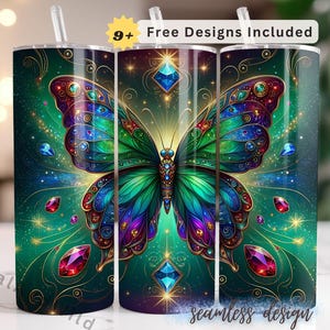 Majestic Butterfly Tumbler Wrap - 20oz Skinny Tumbler Design - Butterfly Sublimation Seamless Tumbler wrap - Digital Download PNG