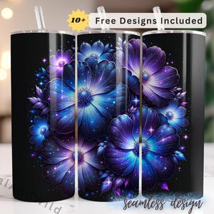 Neon Tropical Flowers Tumbler Wrap - 20 oz Skinny Tumbler Seamless Pattern - Sublimation Design - Digital Download