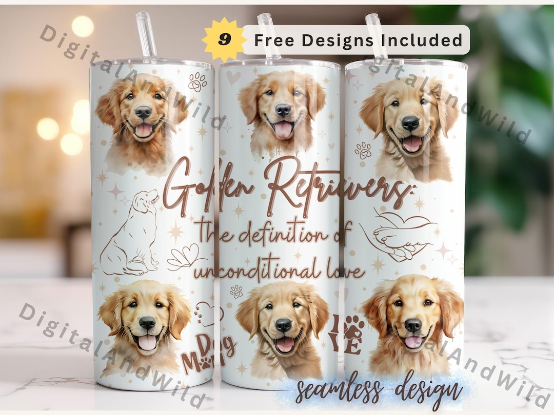 Golden Retriever Tumbler Wrap PNG, Dog Mom 20oz Sublimation Design ...