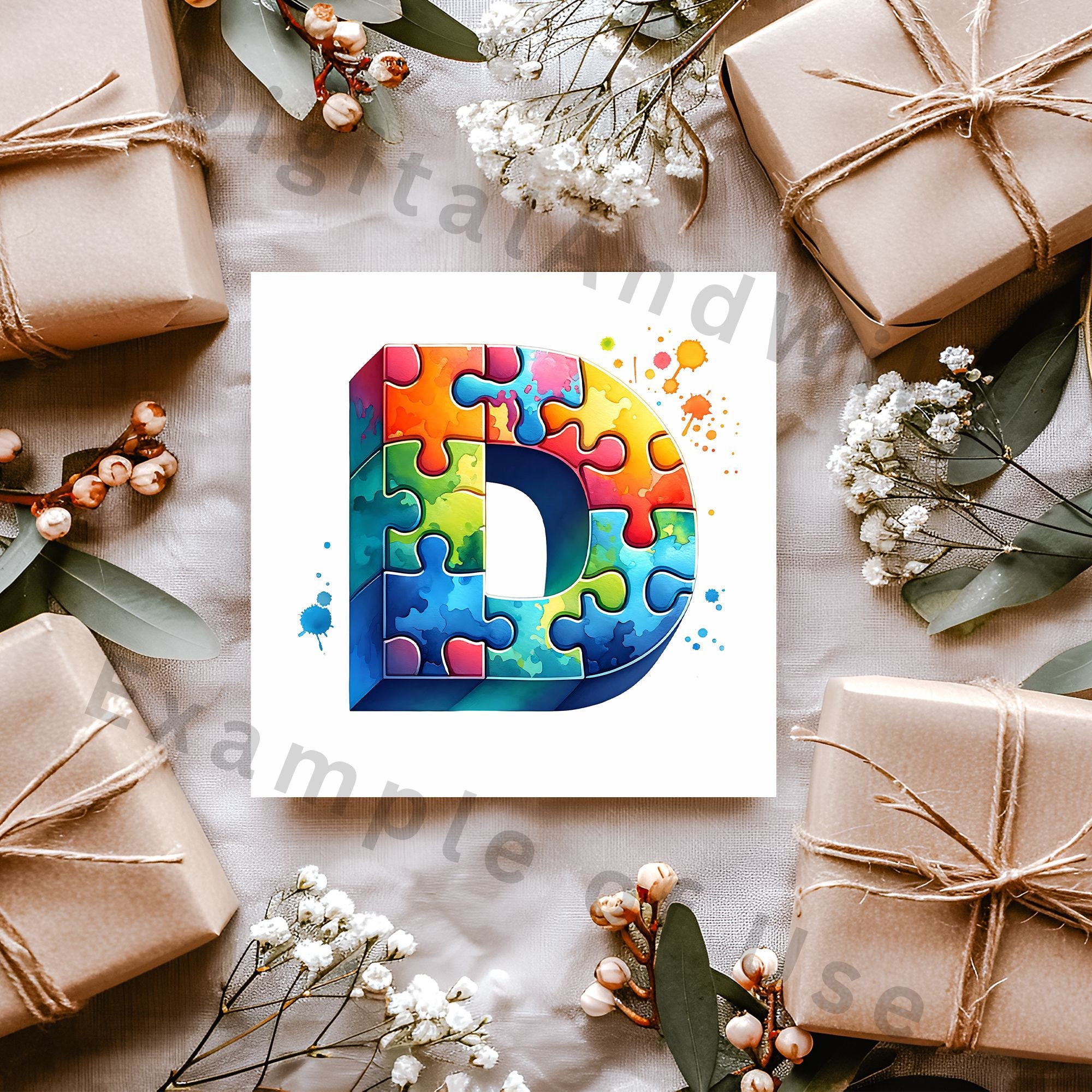Puzzle Letter 'D' Clipart Digital Image, High Quality PNG, Instant ...