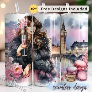 London Tumbler Wrap - 20oz Skinny Tumbler Design - Stylish Drinkware - Big Ben London Sublimation - Instant Digital Download PNG - #2