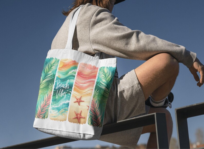 Beach Vibes Brushstroke Trend Design - Holiday Design - Sublimation tote-bag design