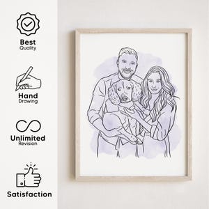 Personalized Drawing, Custom Line Drawing, Family Portrait From Photo, Couple Line Art, Wedding Anniversary, Engagement Gift, Custom Art