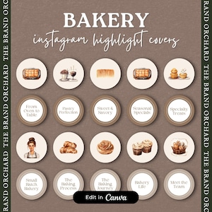 75 Instagram Highlight Covers Bakery, INSTANT DOWNLOAD, Cake Shop Minimalist Canva Story Icons, Baking Business Branding, Bakery Blogger