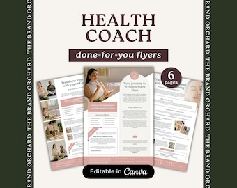 Health Coach Flyer Canva, INSTANT DOWNLOAD, Flyer Templates, Wellness Coach, Holistic Health, Canva Flyer Template, Health Coach Content