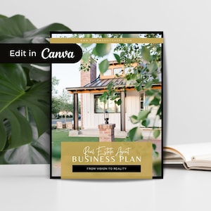 Real Estate Business Plan Vorlage, SOFORTIGER DOWNLOAD, Business Planner für Makler, Immobilien Marketing Plan, Black&Gold, RBG1