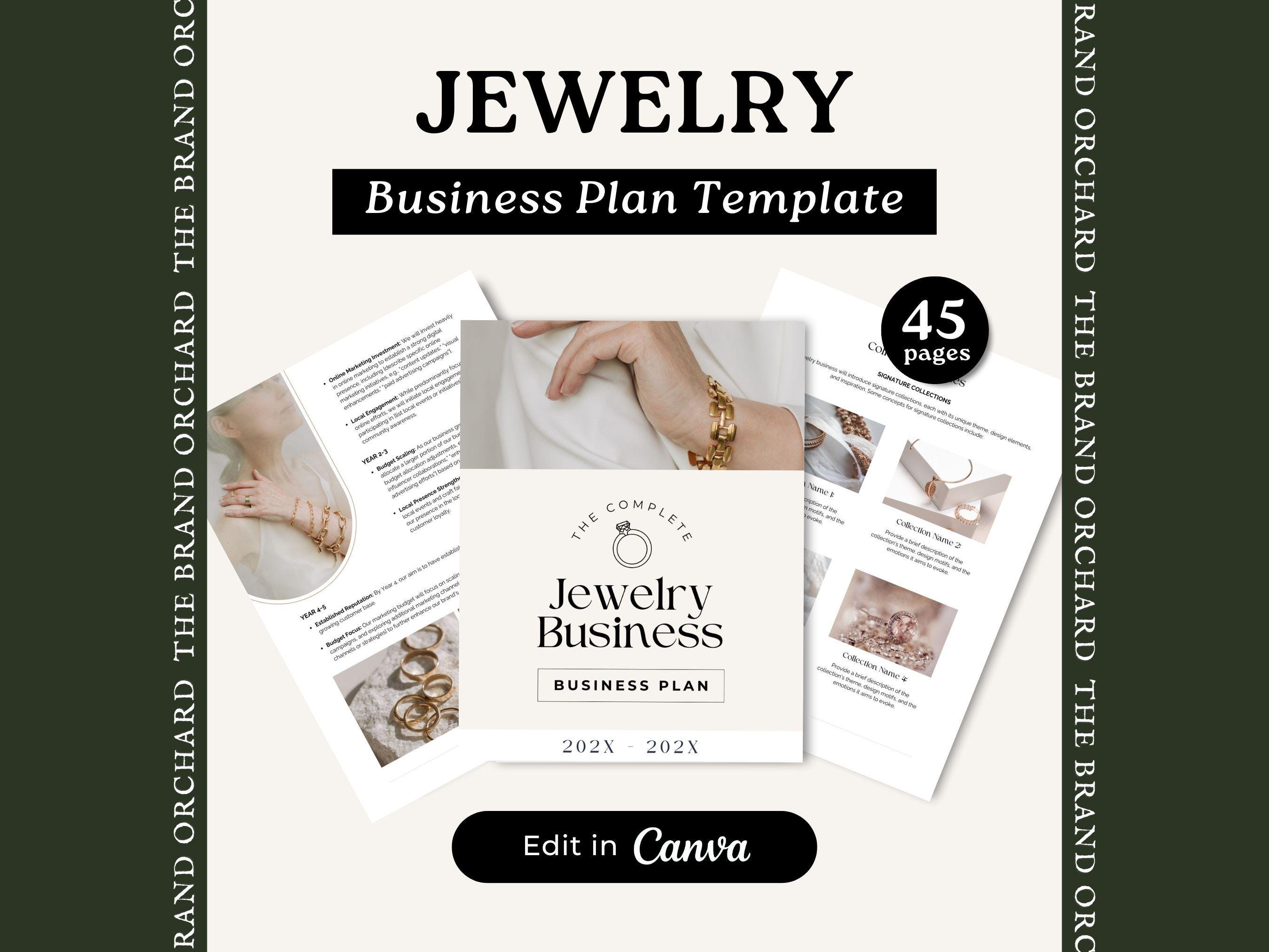 Jewelry Business Plan Canva Template INSTANT DOWNLOAD Handmade