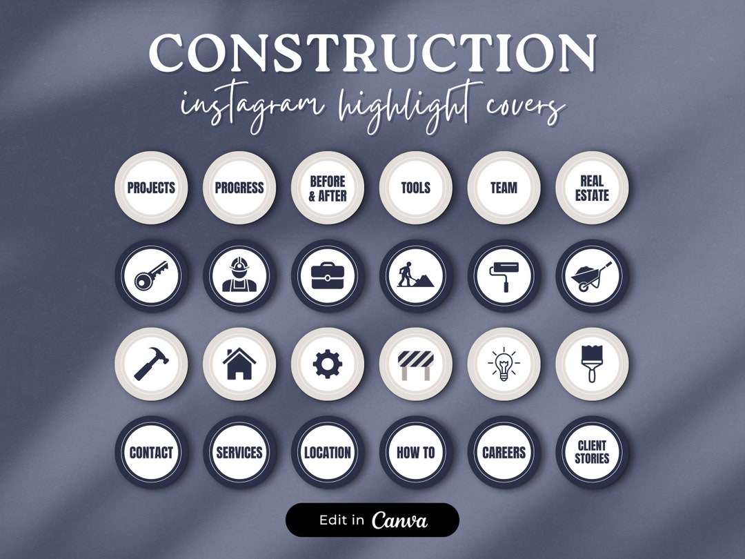 105 Construction Instagram Highlight Covers, INSTANT DOWNLOAD ...