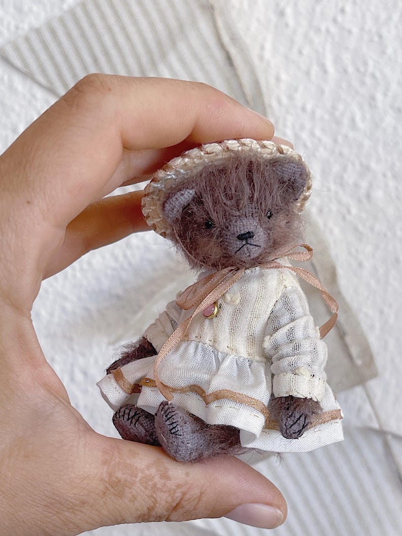 OOAK Handmade Mihair Teddy Bear Miniature Figurine for Collectors