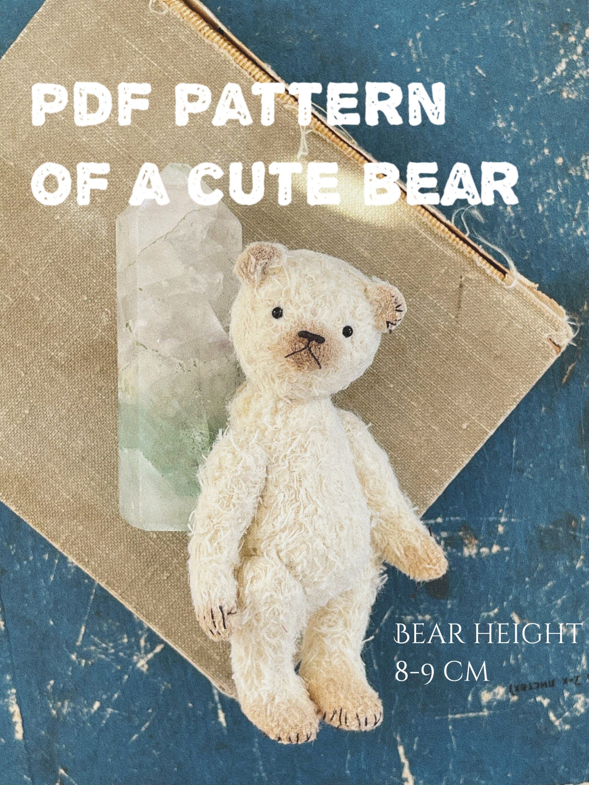 Small Teddy Bear Pattern - DIY Stuffed Animals Sewing Pattern - Primitive Artistic Teddy Bear Pattern - 8 cm Height - Custom Toy Pattern