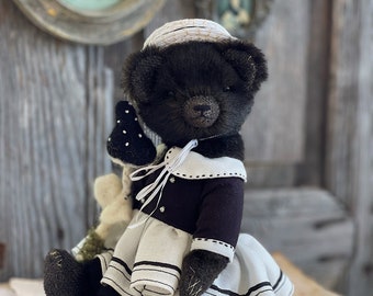 Black Artist Teddy Bear - Stuffed Animals and Plushies - One of a Kind Bead Toy - Gift for Collectors - Custom Artist Mini Teddy Bear