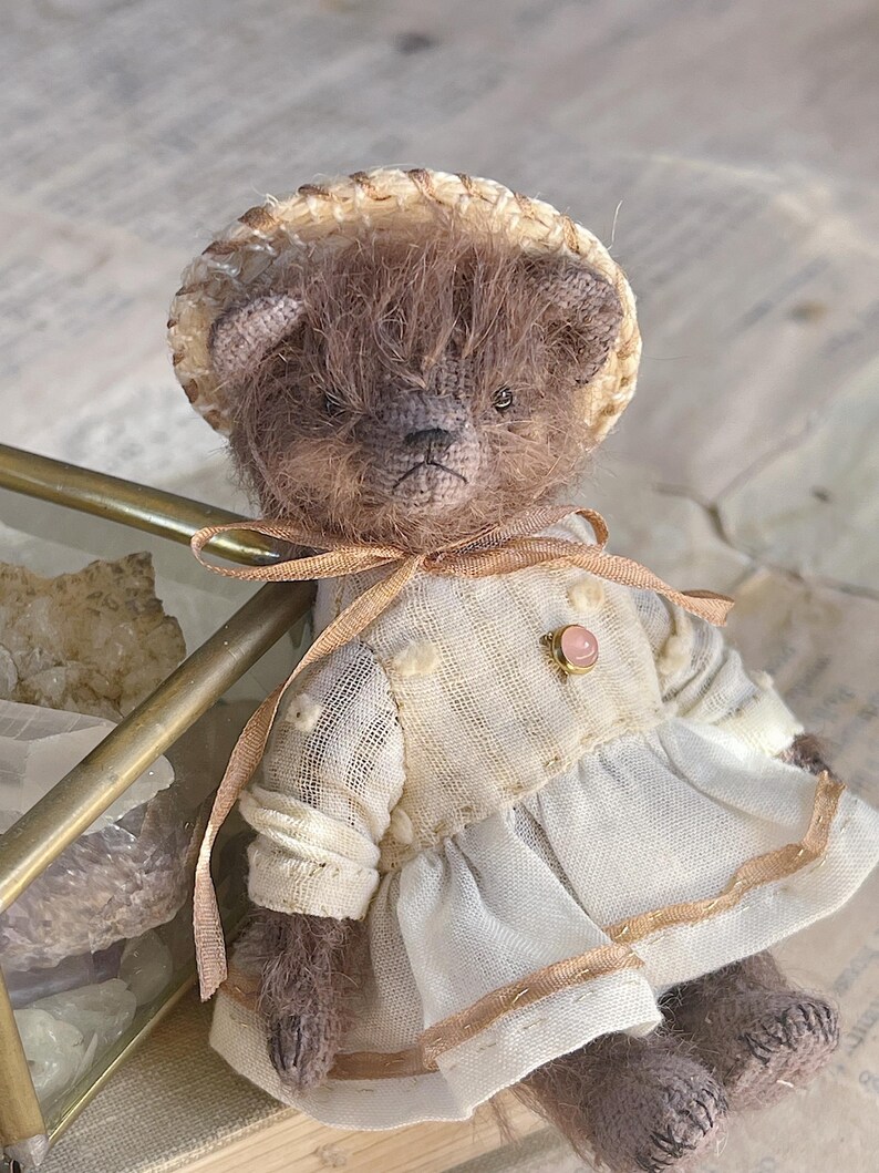 OOAK Handmade Mihair Teddy Bear Miniature Figurine for Collectors