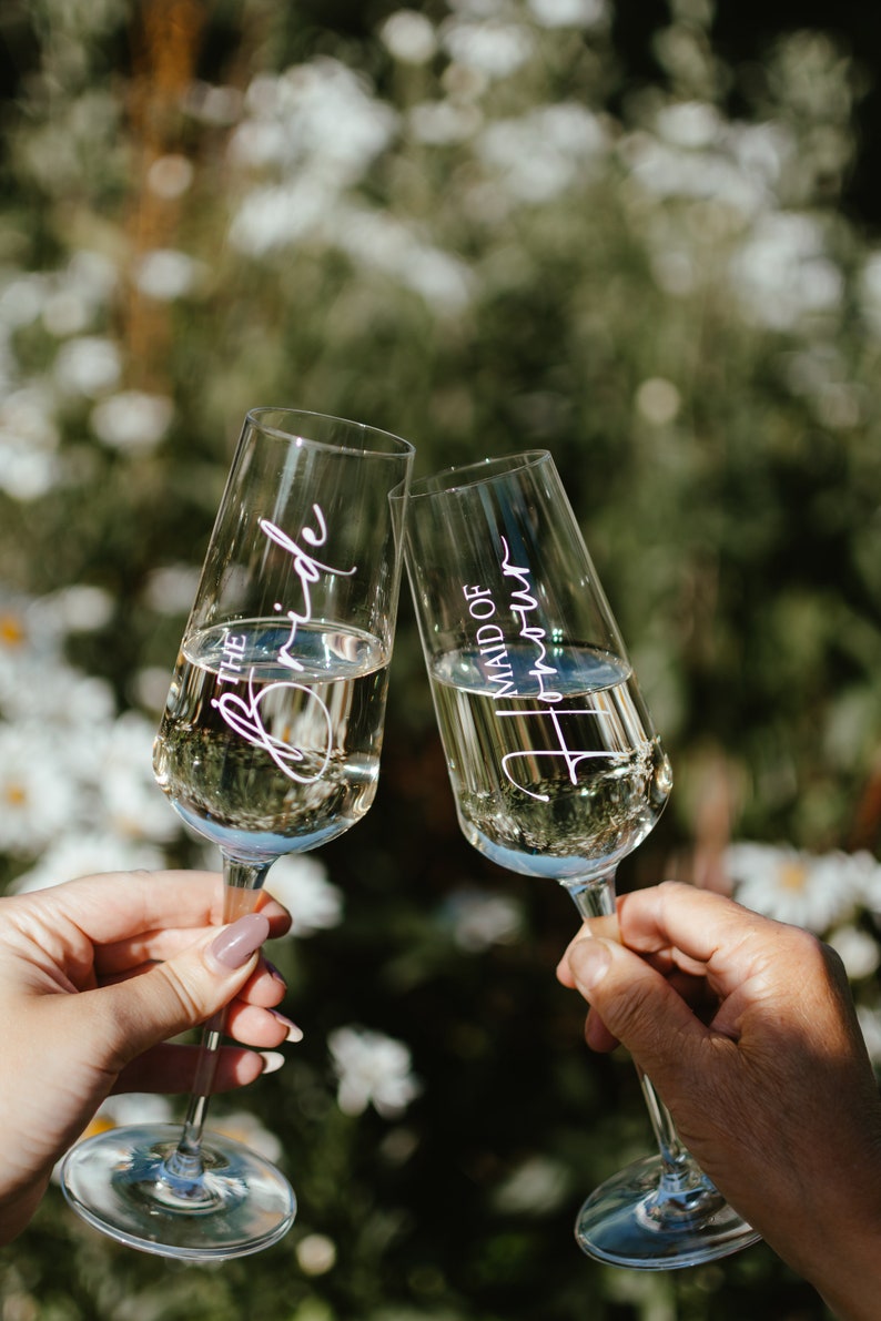 Wedding Champagne Flutes Bridesmaids Champagne Glasses Etsy UK