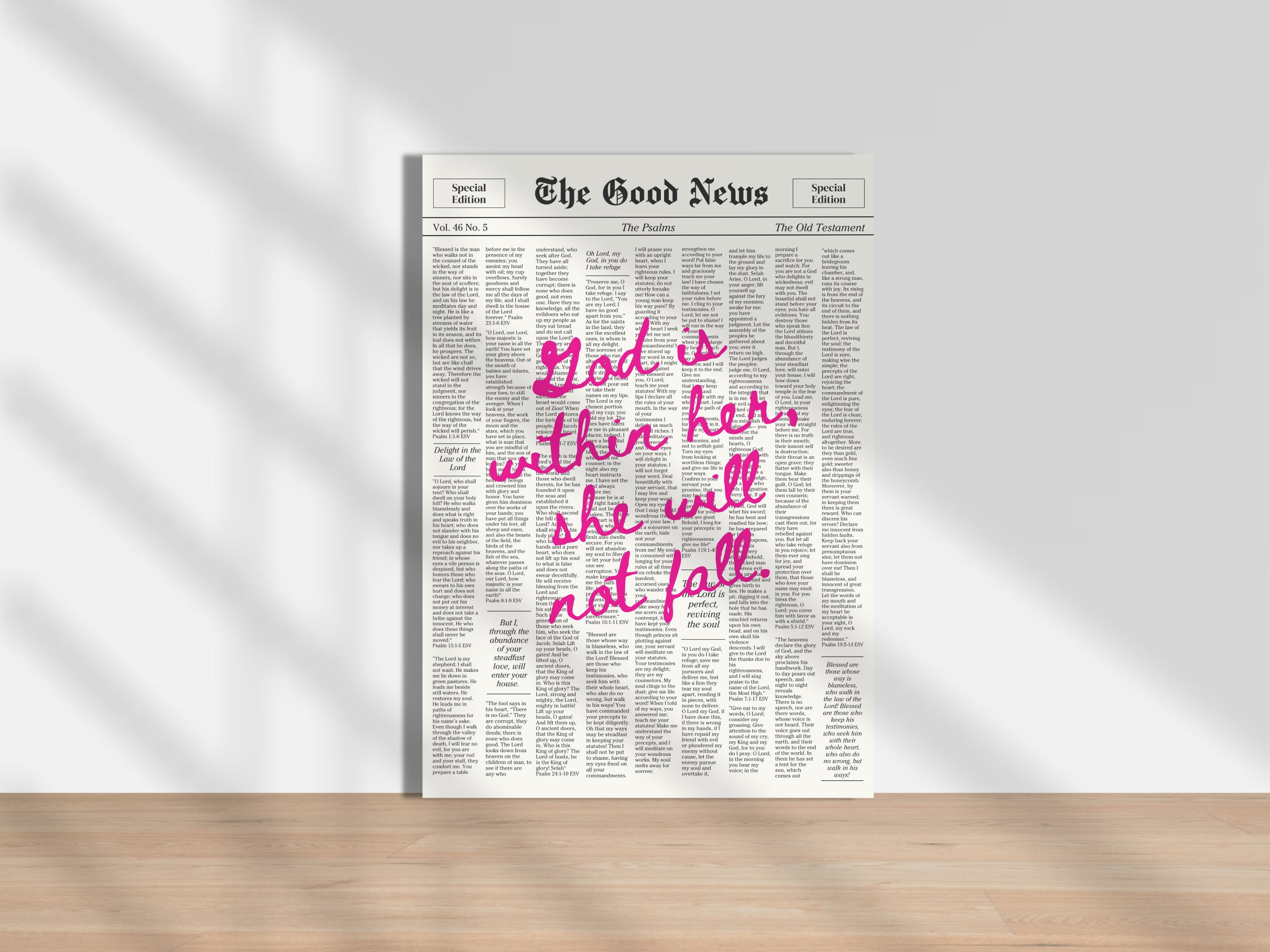 Modern Scripture Wall Art Bible Verse Newspaper Print