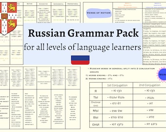 Russian Language Learning Grammar Booklet for all levels of language learners