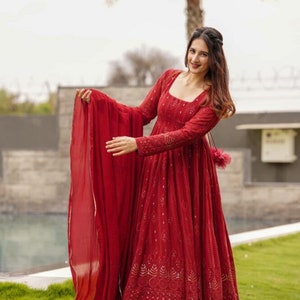 Buy Red Indian Gown Online In India Etsy India