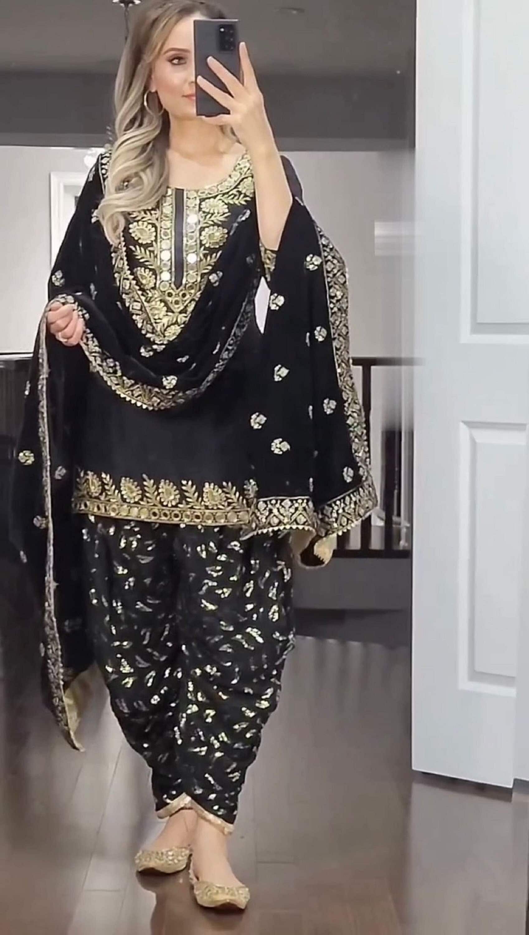 Punjabi suit design black sale