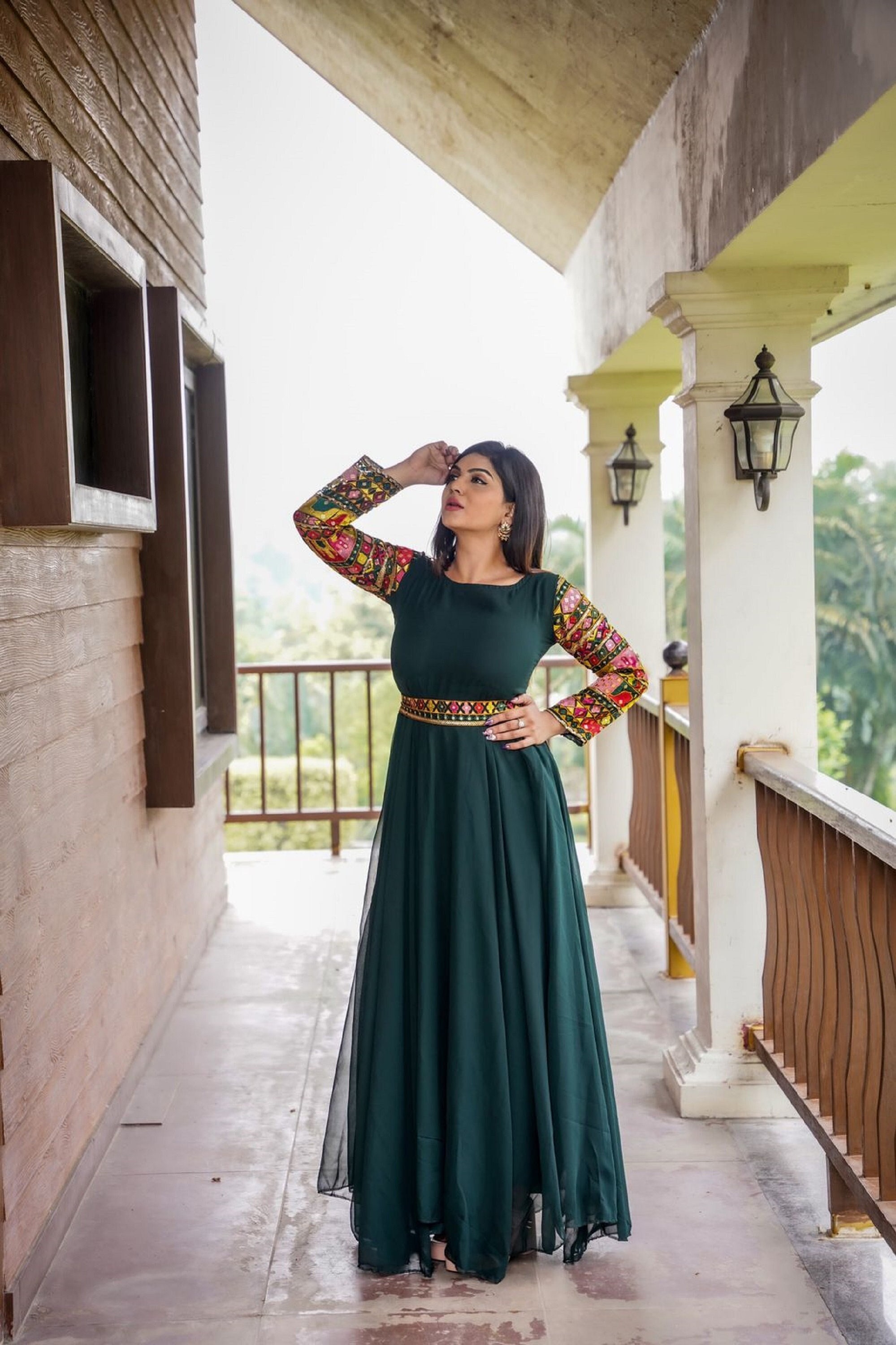 Green Heavy Embroidered Stone Work Georgette Salwar Suit – Maharani