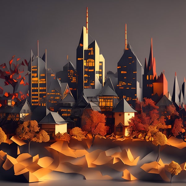 Frankfurt Skyline Paper Art