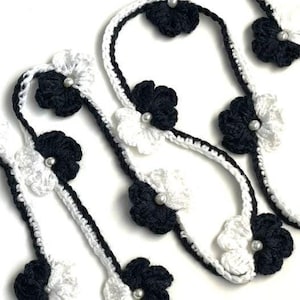 Unique and Chic Handmade Dark Navy and White Crochet Necklace