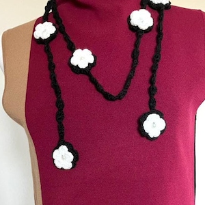 Unique and Fashionable Black And White Crochet Necklace\Belt