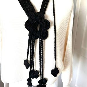 Boho Vibes: Black Floral Crochet Necklace| One-of-a-Kind Crochet Accessories