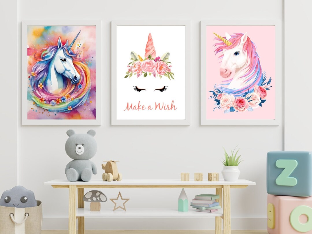 Unicorn Nursery Wall Art Printable Unicorn Wall Art Set, Girls Room ...