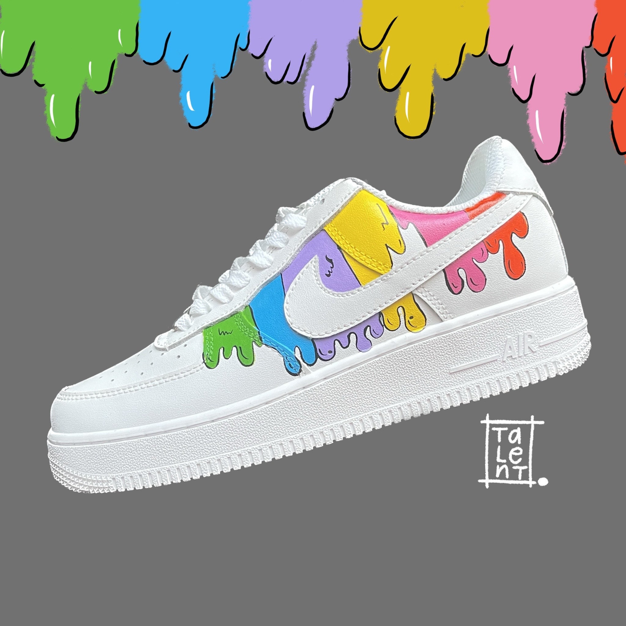 Rainbow Drip Air Force 1's 🌈 – Tori's Custom Art