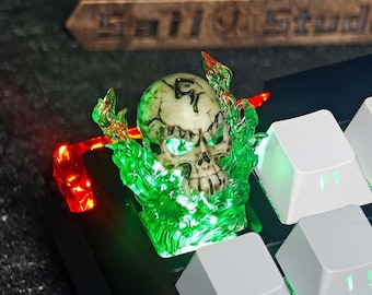 Teclas mecánicas de la Calavera de Gul'dan Ardiente para World of Warcraft, Teclas personalizadas, Hechas a mano, Coleccionables, Únicas, Personalizadas