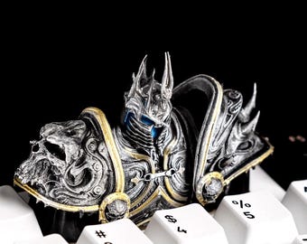 WOW Lich King Arthas Helm of Domination Custom Keycap Handmade Collectible Unique Animation Personalize Mechanical Keycaps
