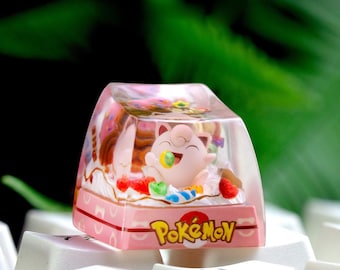 Jigglypuff on Cake Handmade Custom Mechanical Keycaps for Pocket Monster Collectible Unique Gift Toy