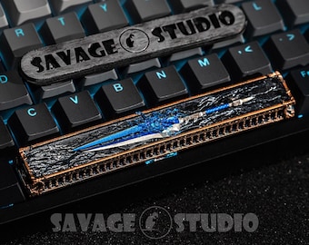 Thunderfury Blessed Blade of the Windseeker 6.25U 118 mm Magnético [Espada de Metal + Base de Resina] Teclas Mecânicas Personalizadas para Colecionadores de WoW