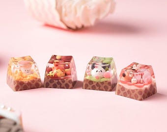 Brinquedo de comida de conto de fadas com sorvete de animais fofos Wooting, teclas mecânicas personalizadas de alta qualidade, feitas à mão, colecionáveis e exclusivas para personalizar.