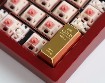 Zinc-Alloy Metal Imitation Gold Brick Custom Enter-Key (Number Pad) Mechanical Keycap Handmade Collectible Unique Personalize Gift Toy